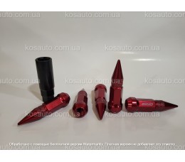Гайки колісні М12х1.25х80мм Конус Червоні Кулі(Піки,Шипи) ключ 17 IRAYS (набір 20шт+ключ)