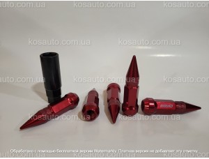 Гайки колісні М12х1.5х80мм Конус Червоні Кулі(Піки,Шипи) ключ 17 IRAYS (набір 20шт+ключ)