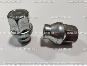 Гайка колісна М12х1.25х34 Конус із носиком Цинк Ключ 19