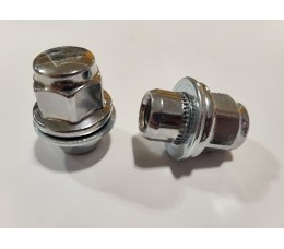 Гайка колесная М12х1.5х37.5 мм. Прессшайба. Хром. Ключ 21. Оригинал Toyota,Lexus,Mitsubushi. Плоская шляпка.