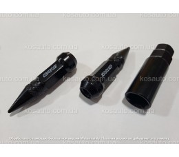 Гайки колісні М12х1.25х80мм Конус Чорні Кулі(Піки,Шипи) ключ 17 IRAYS (набір 20шт+ключ)