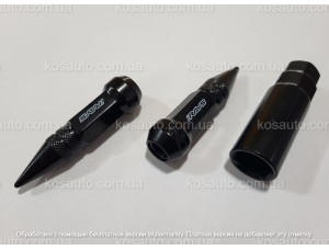 Гайки колісні М12х1.25х80мм Конус Чорні Кулі(Піки,Шипи) ключ 17 IRAYS (набір 20шт+ключ)