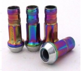 Гайка колесная М12х1.25х45 мм. Вращающийся конус. Радужный хром. Открытая. Ключ 17